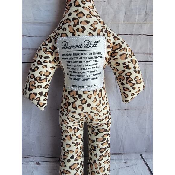 Dammit Doll Red Hair Cheetah Print Pattern Stress Doll 13in - Picture 3 of 5